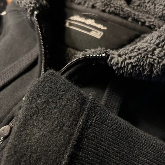 NWOT Black Eddie Bauer Signature Faux Shearling-Lined Full-Zip Hoodie Size XL - Picture 16 of 16